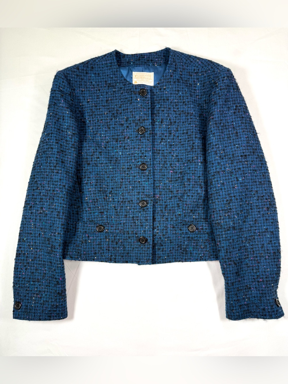 VINTAGE PENDLETON Womens Virgin Wool Flecked Tweed Jacket Blazer 12 Made USA 80s